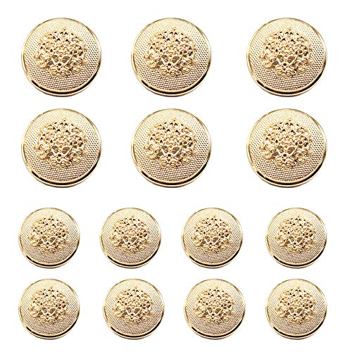 YaHoGa 14 Stück goldfarbenen Kunststoff Knöpfe 20mm 15mm Metallknöpfe für anzüge jacken mäntel uniform (MB20080) von YaHoGa