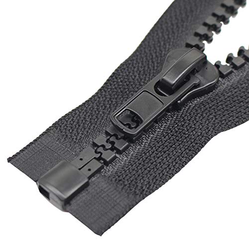 ByaHoGa 2 Stück #10 Große Reißverschluss Kunststoff teilbar Reißverschluss für Jacken Nähen Mäntel, Schwarz RZ (112 cm) von ByaHoGa