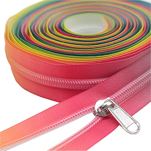 ByaHoGa 4 m Regenbogen endlos Reißverschluss Meterware Reissverschluss 6mm-Spirale + 10 Nonlock-Zipper (Regenbogen Band) von ByaHoGa