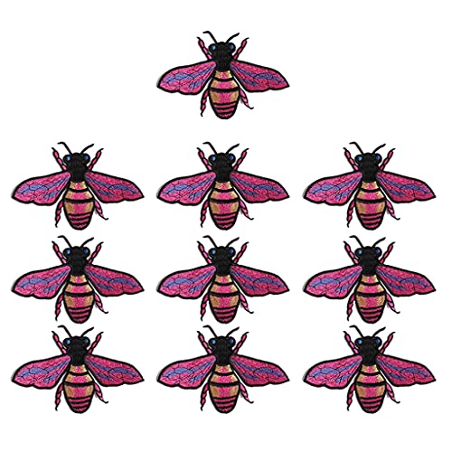 10 x bestickte Bienen-Aufnäher zum Aufbügeln für Kleidung, Jeans, Kleidung, Applikation von Bydezcon