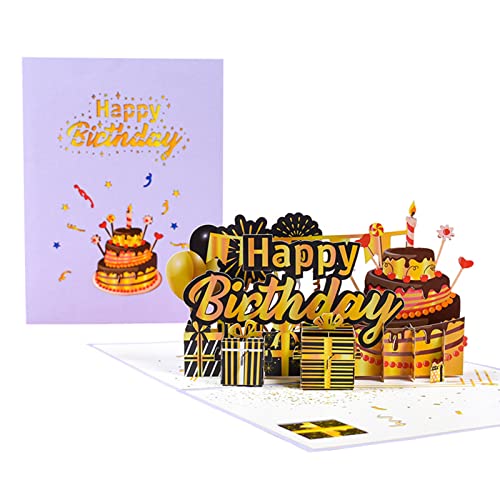 3D Happy Birthday Cake Festival Einladung Gruß Gedenkkarten für Geburtstag Valentinstag Muttertag Kuchen Karte von Bydezcon