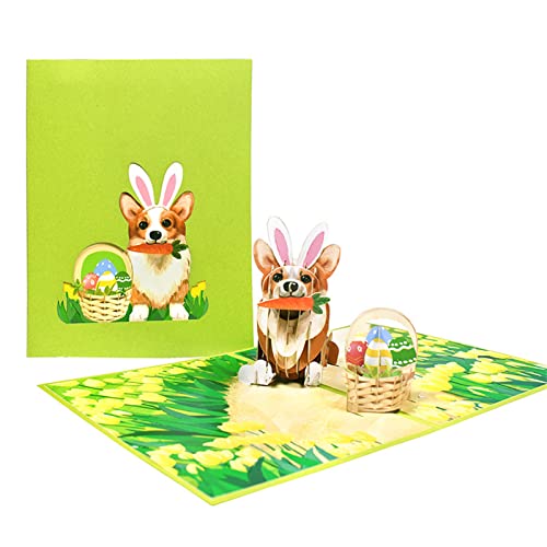 3D Ostern Corgi Hund Grußkarte Set Frühling Saison Einladungskarte für Festival Neujahr Urlaub Party Nachricht Karte Ostern Grußkarte von Bydezcon