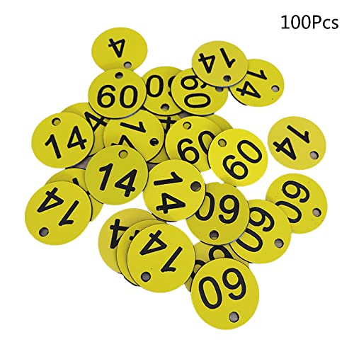 Kunststoff-ID-Nummernschilder, rund, für Tür, für Schlüssel, 1-100 Stück, farbige Nummernschilder, 3,5 cm für Live-Verkaufs-ID-Nummern, 100 Stück von Bydezcon