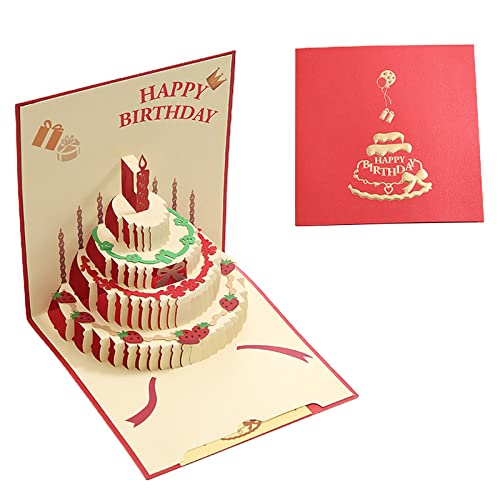 Pop-Up-Grußkarte zum 3D-Geburtstagskuchen für Mädchen, Kinder, Ehefrau, Ehemann, Glückwunschkarten, Postkarten für alle Anlässe, Geschenk, Geburtstagsgrußkarten, lustig von Bydezcon