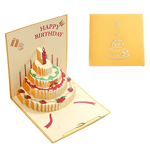 Pop-Up-Grußkarte zum 3D-Geburtstagskuchen für Mädchen, Kinder, Ehefrau, Ehemann, Glückwunschkarten, Postkarten für alle Anlässe, Geschenk, Geburtstagsgrußkarten, lustig von Bydezcon