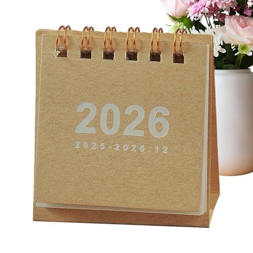 2026 Mini -Schreibtischkalender, Desktop -Kalenderplaner, jährlicher Zeitplan Notizblock, reibungsloses Schreibenpapier, kompaktes stilvolles Layout, 6,5x7x3 cm, für die Zeitplanung von Byeaon