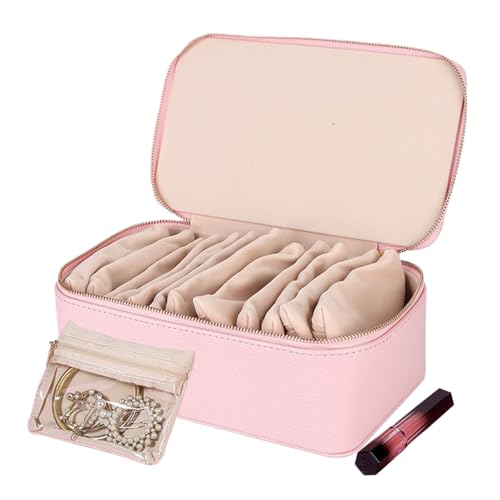 Byeaon F-Amiliarn Reise-Schmuckschatulle mit kleinen Beuteln, tragbare Schmuck-Organizer-Box aus PU-Leder, Halsketten-Aufbewahrungstasche, stoßfestes Design, stilvolles Design, 21,5 x 11,5 x 8,5 cm Byeaon F-Amiliarn Reise-Schmuckschatulle mit kleinen Beuteln, tragbare Schmuck-Organizer-Box aus PU-Leder, Halsketten-Aufbewahrungstasche, stoßfestes Design, stilvolles Design, 21,5 x 11,5 x 8,5 cm von Byeaon