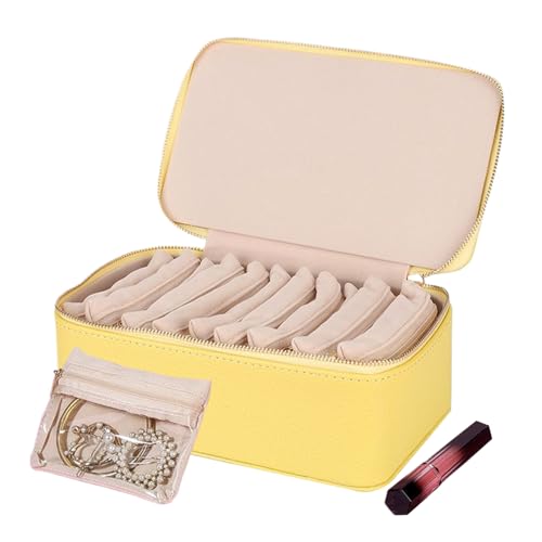 Byeaon F-Amiliarn Reise-Schmuckschatulle mit kleinen Beuteln, tragbare Schmuck-Organizer-Box aus PU-Leder, Halsketten-Aufbewahrungstasche, stoßfestes Design, stilvolles Design, 21,5 x 11,5 x 8,5 cm Byeaon F-Amiliarn Reise-Schmuckschatulle mit kleinen Beuteln, tragbare Schmuck-Organizer-Box aus PU-Leder, Halsketten-Aufbewahrungstasche, stoßfestes Design, stilvolles Design, 21,5 x 11,5 x 8,5 cm von Byeaon