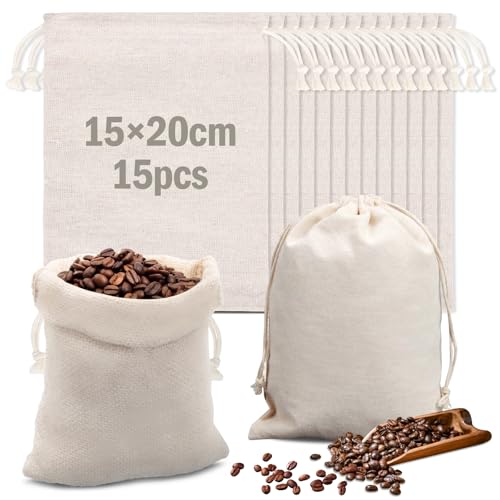 15 Stück Baumwollsäckchen,20x15cm Stoffbeutel zum Bemalen Baumwollbeutel Klein,Baumwoll Musselin Beutel mit Kordelzug für DIY Hochzeit Weihnachten Stoffbeutel Adventskalender 15 Stück Baumwollsäckchen,20x15cm Stoffbeutel zum Bemalen Baumwollbeutel Klein,Baumwoll Musselin Beutel mit Kordelzug für DIY Hochzeit Weihnachten Stoffbeutel Adventskalender von Byffoer