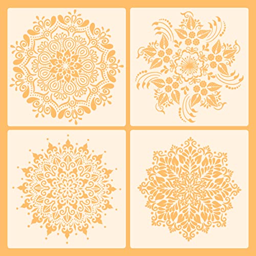 DIY Mandala Schablonen, Mandala Schablonen Stencils Set Groß Mandala Schablone Schablonen Wiederverwendbare Schablonen Blume Handwerk Schablone für Wand Fliesen Segeltuch (30x30CM) von Byffoer
