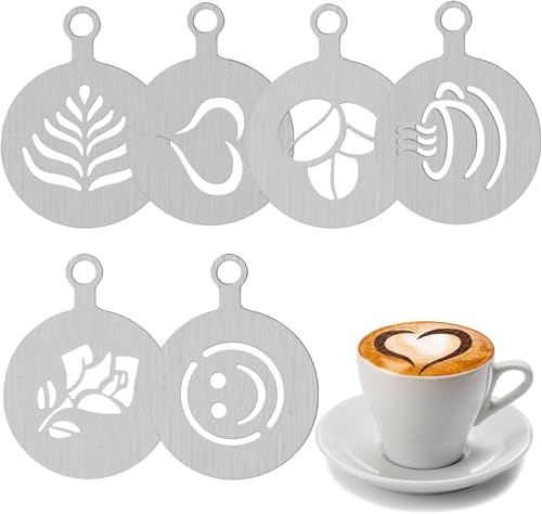 Kaffeeschablonen aus Edelstahl, 6 Pcs Kaffee-Dekorationsschablone cappuccino schablonen kaffee schablonen kaffee Latte Art Schablonen tortenschablone für Kaffee Kuchen Dekorieren Kaffeeschablonen aus Edelstahl, 6 Pcs Kaffee-Dekorationsschablone cappuccino schablonen kaffee schablonen kaffee Latte Art Schablonen tortenschablone für Kaffee Kuchen Dekorieren von Byffoer