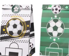 Byfoyif 62 Stück Fussball Mitgebsel Party Kindergeburtstag 12 Fußball Papiertüten + 2 Aufkleber + 12 Fußball Bleistift +12 Radiergummi +12 Fussball Armband +12 Schnapparmband für Fußball Party von Byfoyif