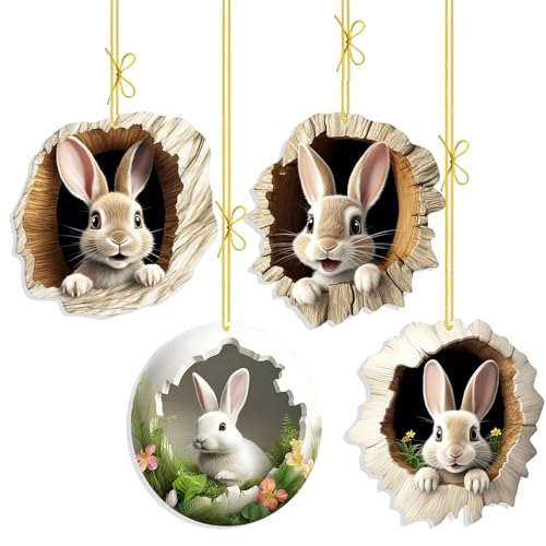 4 Stück Acryl Anhänger Osterhase,Osteranhänger Hase Ostern Deko,Acryl Ornamente Osterdeko Fenster Zum Aufhängen 2D Hase Hängedeko Easter Decoration Ostergeschenk Für Drinnen und Draußen 4 Stück Acryl Anhänger Osterhase,Osteranhänger Hase Ostern Deko,Acryl Ornamente Osterdeko Fenster Zum Aufhängen 2D Hase Hängedeko Easter Decoration Ostergeschenk Für Drinnen und Draußen von Byhsoep