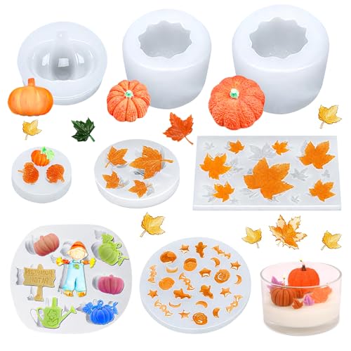8 Stück Silikonformen Gießformen Herbst, Silikonform Kürbis 3D, Silikonform Epoxidharz Herbst, Silikonformen Harz, für Herbsternte, Halloween, Thanksgiving, DIY-Basteldekoration 8 Stück Silikonformen Gießformen Herbst, Silikonform Kürbis 3D, Silikonform Epoxidharz Herbst, Silikonformen Harz, für Herbsternte, Halloween, Thanksgiving, DIY-Basteldekoration von Byhsoep