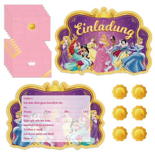 Byhsoep 12x Prinzessin Einladungskarten Kindergeburtstag mit 12 Umschlag,12 Runder Aufkleber,Krone Prinzessinnen Deutsch Einladungskarten für Einladungen zum Kindergeburtstag Byhsoep 12x Prinzessin Einladungskarten Kindergeburtstag mit 12 Umschlag,12 Runder Aufkleber,Krone Prinzessinnen Deutsch Einladungskarten für Einladungen zum Kindergeburtstag von Byhsoep