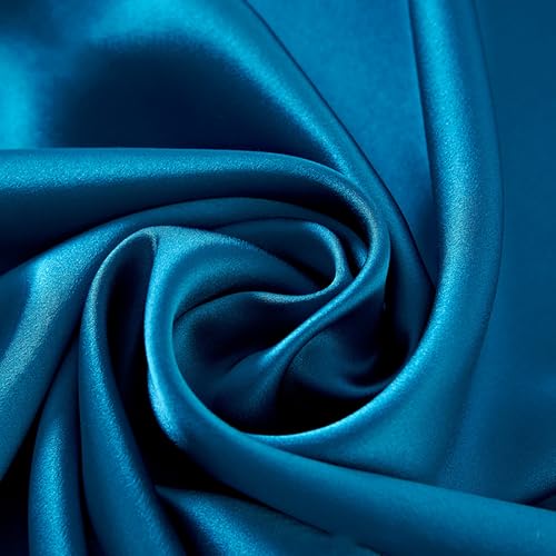 100% Reine Maulbeerseide Stoffmeterware 1m 19 Momme Charmeuse Stain Silk 114cm Breite - Premium Luxusstoff für Brautkleider, Bettwäsche & Krawatten（Blau） von Byitre