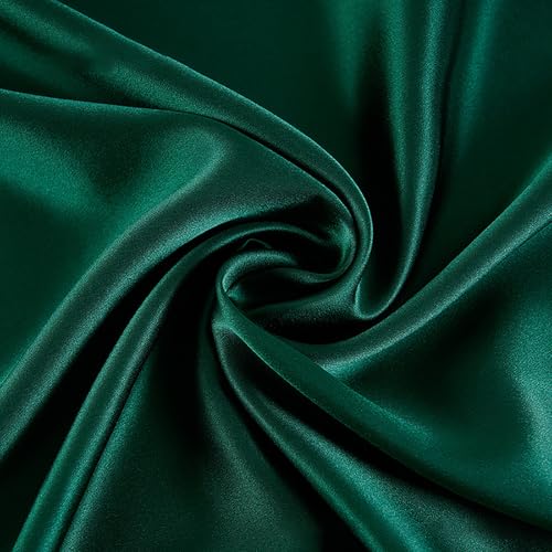 100% Reine Maulbeerseide Stoffmeterware 1m 19 Momme Charmeuse Stain Silk 114cm Breite - Premium Luxusstoff für Brautkleider, Bettwäsche & Krawatten（Dunkelgrün） von Byitre