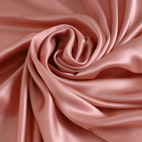 100% Reine Maulbeerseide Stoffmeterware 1m 19 Momme Charmeuse Stain Silk 114cm Breite - Premium Luxusstoff für Brautkleider, Bettwäsche & Krawatten（Zartrosa） von Byitre