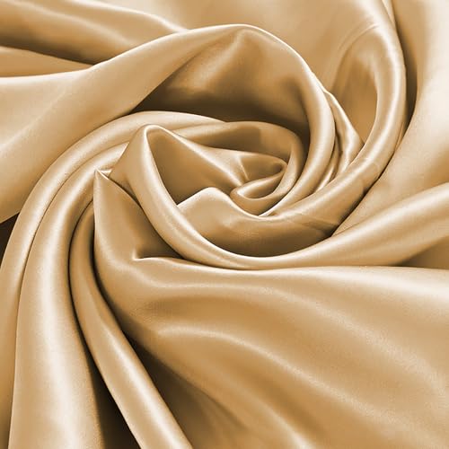 100% Reine Maulbeerseide Stoffmeterware 2m 19 Momme Charmeuse Stain Silk 114cm Breite - Premium Luxusstoff für Brautkleider, Bettwäsche & Krawatten（Champagner） von Byitre