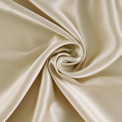 100% Reine Maulbeerseide Stoffmeterware 2m 19 Momme Charmeuse Stain Silk 114cm Breite - Premium Luxusstoff für Brautkleider, Bettwäsche & Krawatten（Elfenbein） von Byitre