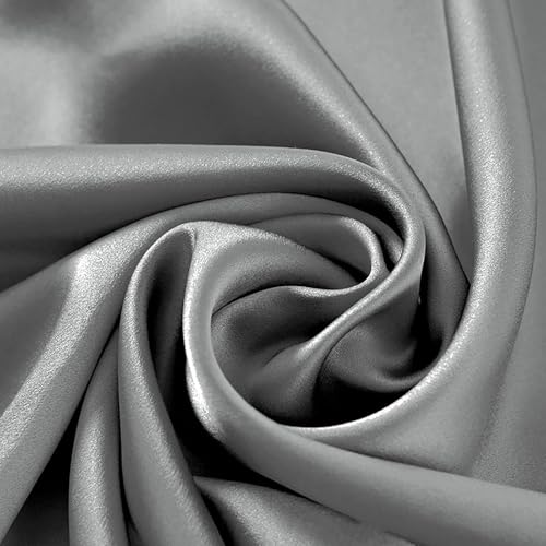 100% Reine Maulbeerseide Stoffmeterware 2m 19 Momme Charmeuse Stain Silk 114cm Breite - Premium Luxusstoff für Brautkleider, Bettwäsche & Krawatten（Grau） von Byitre