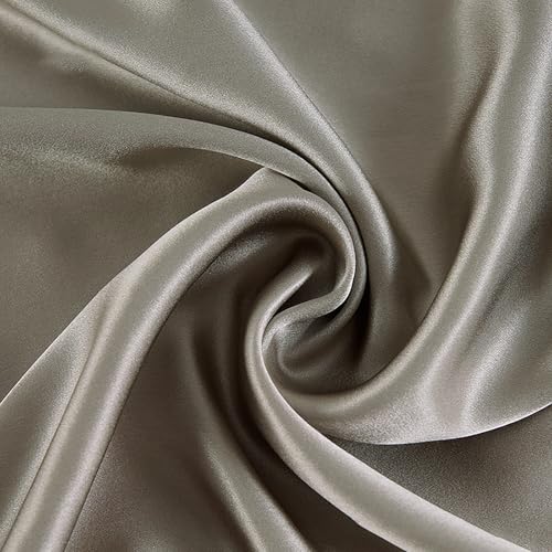 100% Reine Maulbeerseide Stoffmeterware 2m 19 Momme Charmeuse Stain Silk 114cm Breite - Premium Luxusstoff für Brautkleider, Bettwäsche & Krawatten（Hellgrau） von Byitre