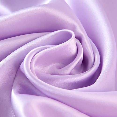 100% Reine Maulbeerseide Stoffmeterware 2m 19 Momme Charmeuse Stain Silk 114cm Breite - Premium Luxusstoff für Brautkleider, Bettwäsche & Krawatten（Helllila） von Byitre