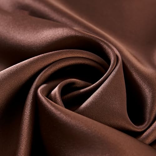 100% Reine Maulbeerseide Stoffmeterware 2m 19 Momme Charmeuse Stain Silk 114cm Breite - Premium Luxusstoff für Brautkleider, Bettwäsche & Krawatten（Kaffeebraun） von Byitre
