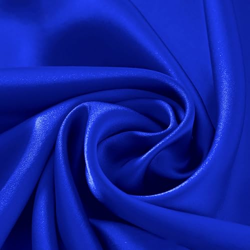 100% Reine Maulbeerseide Stoffmeterware 2m 19 Momme Charmeuse Stain Silk 114cm Breite - Premium Luxusstoff für Brautkleider, Bettwäsche & Krawatten（Königsblau） von Byitre
