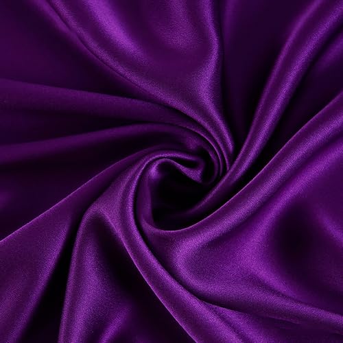 100% Reine Maulbeerseide Stoffmeterware 2m 19 Momme Charmeuse Stain Silk 114cm Breite - Premium Luxusstoff für Brautkleider, Bettwäsche & Krawatten（Lila） von Byitre