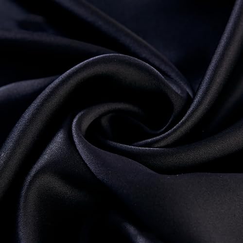 100% Reine Maulbeerseide Stoffmeterware 5m 19 Momme Charmeuse Stain Silk 114cm Breite - Premium Luxusstoff für Brautkleider, Bettwäsche & Krawatten（Schwarz） von Byitre