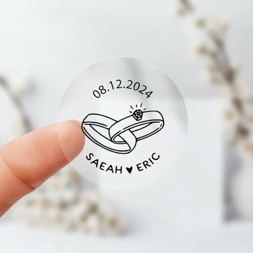 100 Stück, transparent, rund, personalisierbar, für Hochzeitsfeiern, Einladungen, Danksagungskarten, Umschläge, Etiketten für Dosen, Tassen, Flaschen von Bykiyevm