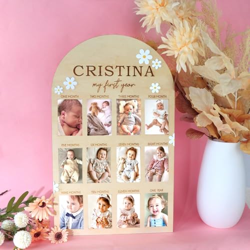 Foto-Anzeigetafel aus Holz, für 12 Monate, 1. Geburtstag, Dekoration für Mädchen und Jungen, Kinderzimmer-Dekoration, Baby-Foto-Requisiten, personalisierter Name, Meilenstein-Holzdekorationen (40 x 25 Foto-Anzeigetafel aus Holz, für 12 Monate, 1. Geburtstag, Dekoration für Mädchen und Jungen, Kinderzimmer-Dekoration, Baby-Foto-Requisiten, personalisierter Name, Meilenstein-Holzdekorationen (40 x 25 von Bykiyevm