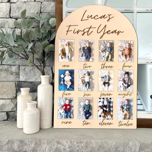 Personalisierte Holz-Fototafel zum 1. Geburtstag, "Mein erstes Jahr" Meilenstein-Fototafel, 12 monatliche Bilderrahmen, Baby-Namensschild, 1. Geburtstag, Dekoration, Baby-Andenken, Geschenk (51 x 31 Personalisierte Holz-Fototafel zum 1. Geburtstag, "Mein erstes Jahr" Meilenstein-Fototafel, 12 monatliche Bilderrahmen, Baby-Namensschild, 1. Geburtstag, Dekoration, Baby-Andenken, Geschenk (51 x 31 von Bykiyevm