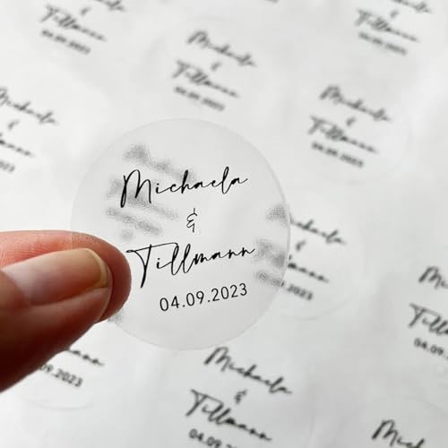 Runde Transparente Aufkleber für Hochzeit, Party, Gastgeschenke, Einladungen, Dankeskarten, Umschläge, Gläser, Tassen, Flaschen - Personalisierbar, 100 Stück von Bykiyevm