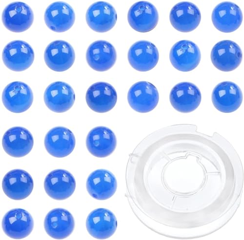 Bymitel 4 mm natürliche blaue Achat runde Perlen Edelsteine echt mit 210 Stück DIY Schmuckherstellung Unisex (4 mm 210 Stück, blauer Achat) von Bymitel