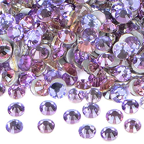 Strasssteine für Kunstnägel, ohne Hotfix, runde Kristalle, Glas, flache Rückseite, für DIY-Schmuckherstellung, mit einem Picking-Stift (SS30, 288 Stück, Grün/Rosa), 288 Stück von Bymitel