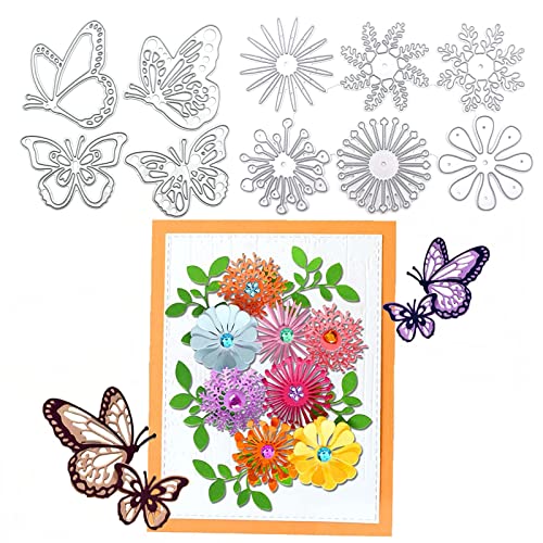 Bymivofun 10 Stück Blume Schmetterling Stanzformen, Blütenblatt Stanzformen, 3D Stanzformen Set, für Kinder Basteln Dekoration, Scrapbooking Foto, Album Dekoration, Grußkarte von Bymivofun