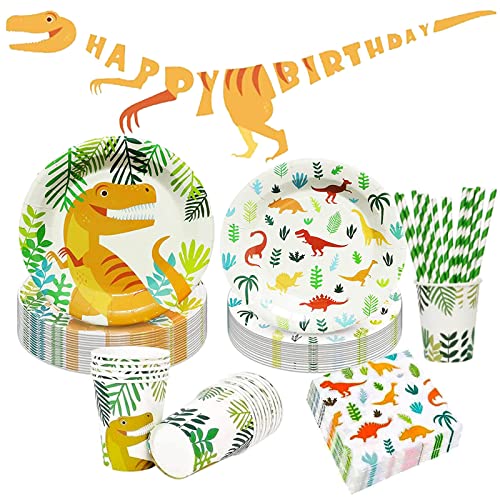 Bymivofun 126 teiliges Dinosaurier Geburtstags Geschirr Set, 25 Gäste Papier Dinosaurier Partyzubehör, für Kinder Themen Geburtstagsfeier Dusche Dekoration Bymivofun 126 teiliges Dinosaurier Geburtstags Geschirr Set, 25 Gäste Papier Dinosaurier Partyzubehör, für Kinder Themen Geburtstagsfeier Dusche Dekoration von Bymivofun