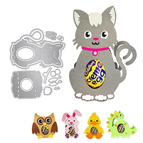 Bymivofun 3D Oster Stanzbögen, Hasen Eier Stanzformen, Oster Stanzschablonen Set, für Scrapbooking, Fotopapier, Karten, Bastelprägung, DIY-Herstellung (Katze) von Bymivofun