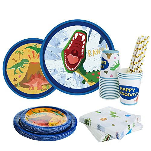 Bymivofun Dinosaurier Geburtstag Geschirr Set, für 16 Gäste, Papier Dinosaurier Partyzubehör für Kinder Themen Geburtstagsparty Dusche Bymivofun Dinosaurier Geburtstag Geschirr Set, für 16 Gäste, Papier Dinosaurier Partyzubehör für Kinder Themen Geburtstagsparty Dusche von Bymivofun