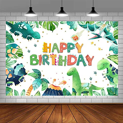 Bymivofun Dinosaurier Geburtstags Hintergrund, Kinder Happy Birthday Party Hintergrund, Karikatur Geburtstags Hintergrund Banner, Professionelle Fotografie, Wandhintergrund (5 x 3 Fuß) von Bymivofun