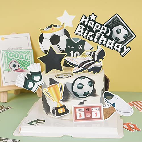 Bymivofun Fußball Geburtstag Cake Toppers, Fußball Geburtstag Kuchen Dekoration, Happy Birthday Kuchen Toppers, für Fußball Sport Party Dekorationen von Bymivofun
