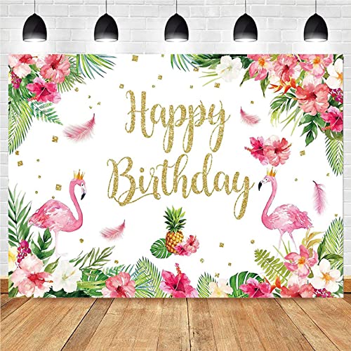 Bymivofun Geburtstags Hintergrund Banner, Flamingo Mädchen Geburtstags Hintergrund, Flamingo Happy Birthday Party Hintergrund, Vinyl, professionelle Fotografie, Wandhintergrund (5 x 3 Fuß) von Bymivofun
