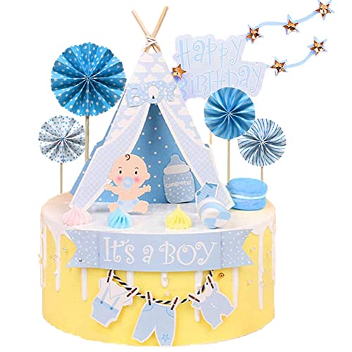 Bymivofun Taufe Kuchen Dekoration, Baby Junge Geburtstags Dekoration, Baby Dusche Kuchen Dekoration, für Geburtstagsfeier, Birthday Topper, Dusche, Taufe von Bymivofun