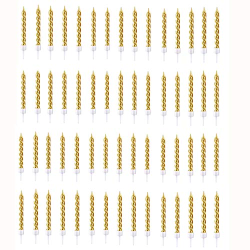 byou Geburtstag Kuchen Kerzen,Geburtstagskerzen 60 stück Spiral Kurze Kerzen Gold Geburtstag für Kuchen Dekorationen von byou
