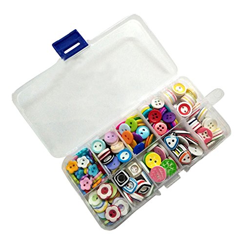 Byou Harz Knopf,Handwerk Knöpfe 285 Pieces Gemischte Farbe und Gestalten Knopf mit Aufbewahrungsbox für DIY Nähen Handwerk von Byou