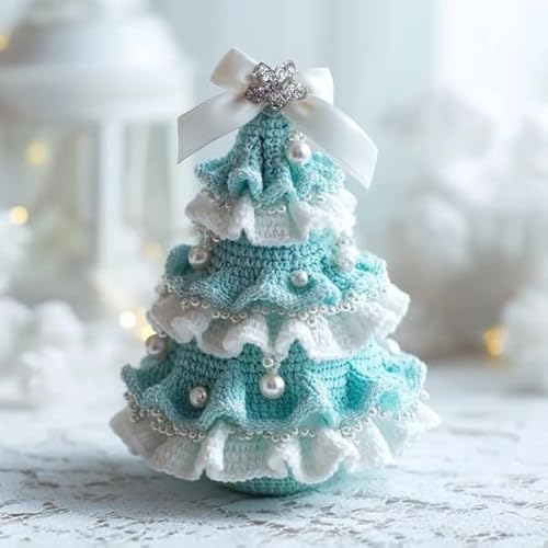 ByteCraft Häkelnadel Set für Anfänger, Crochet Set, DIY Häkel-Weihnachtsbaum-Set (inklusive Wolle, Häkeln, Perlen und Anleitungen)——Geschenk für Jugendliche & Erwachsene (Blau Weiß) von ByteCraft