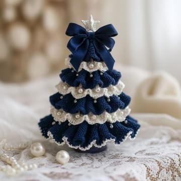 ByteCraft Häkelnadel Set für Anfänger, Crochet Set, DIY Häkel-Weihnachtsbaum-Set (inklusive Wolle, Häkeln, Perlen und Anleitungen)——Geschenk für Jugendliche & Erwachsene (Dunkelblau Weiß) von ByteCraft
