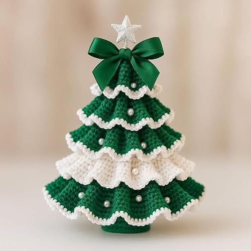 ByteCraft Häkelnadel Set für Anfänger, Crochet Set, DIY Häkel-Weihnachtsbaum-Set (inklusive Wolle, Häkeln, Perlen und Anleitungen)——Geschenk für Jugendliche & Erwachsene (Grün Weiß) von ByteCraft